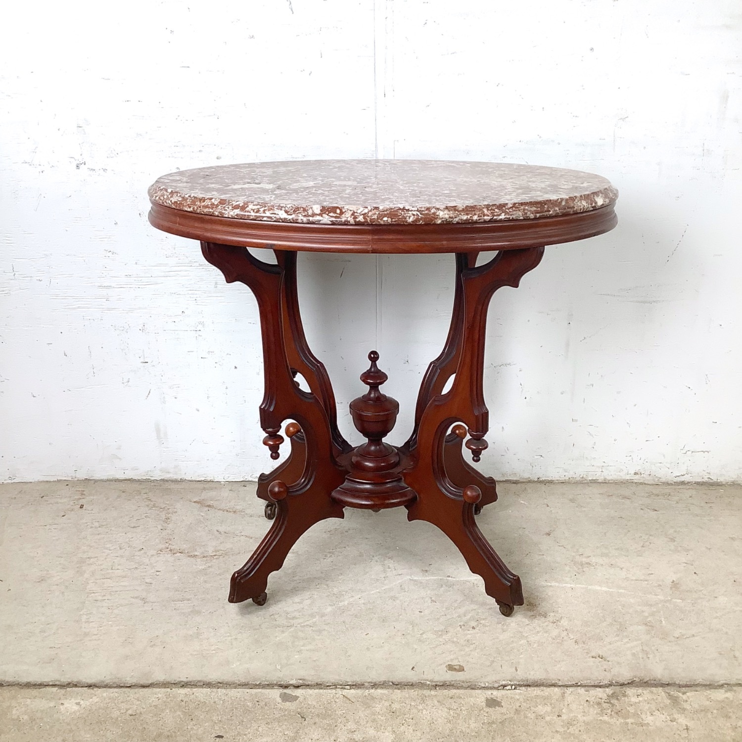 Traditional Marble Top Accent Table - image-4