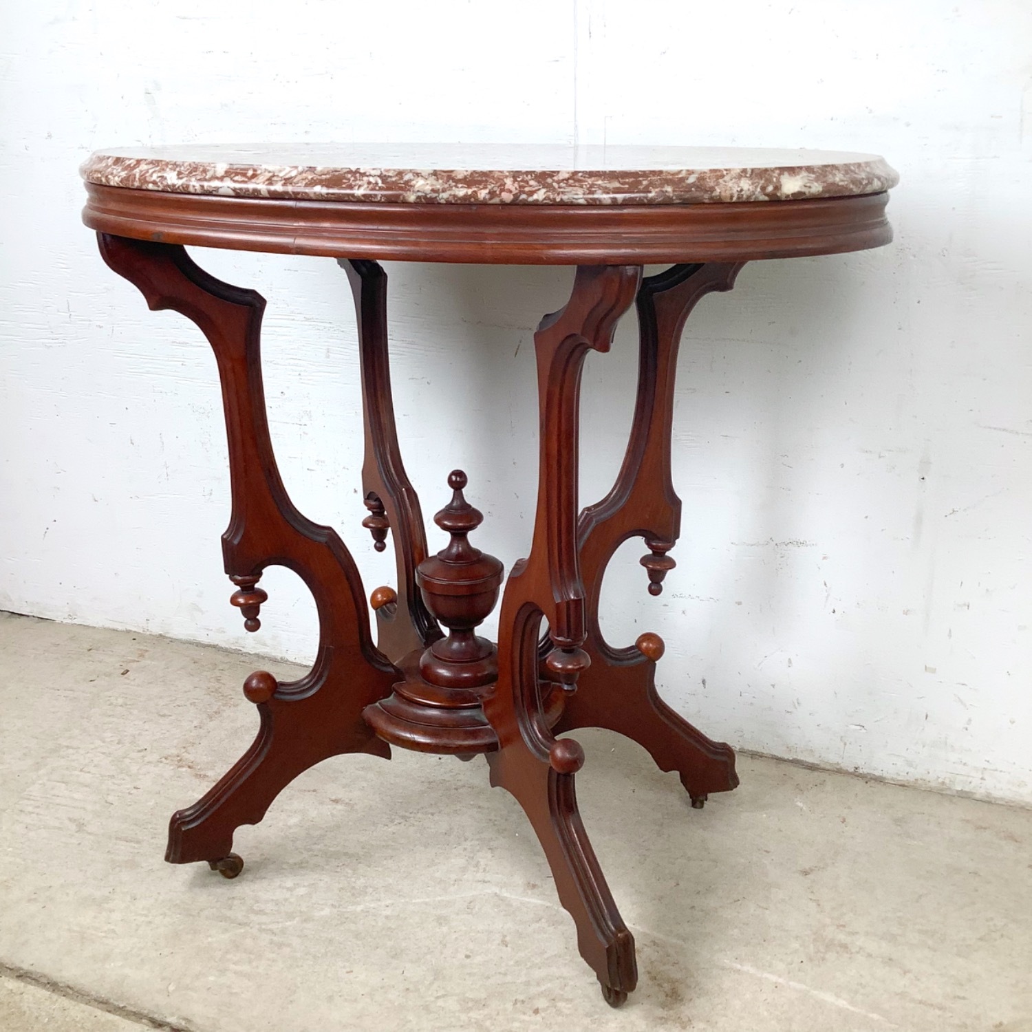 Traditional Marble Top Accent Table - image-6