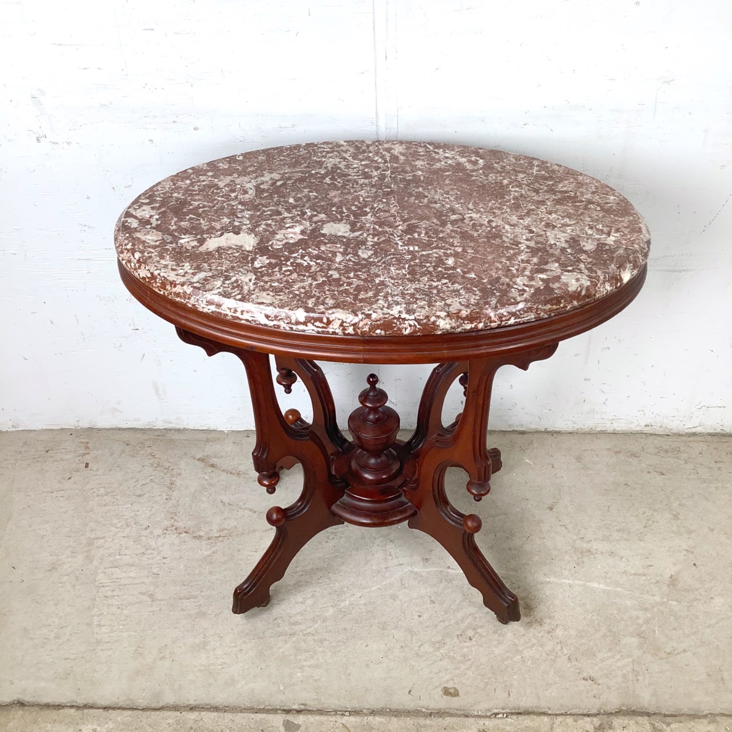 Traditional Marble Top Accent Table - image-3
