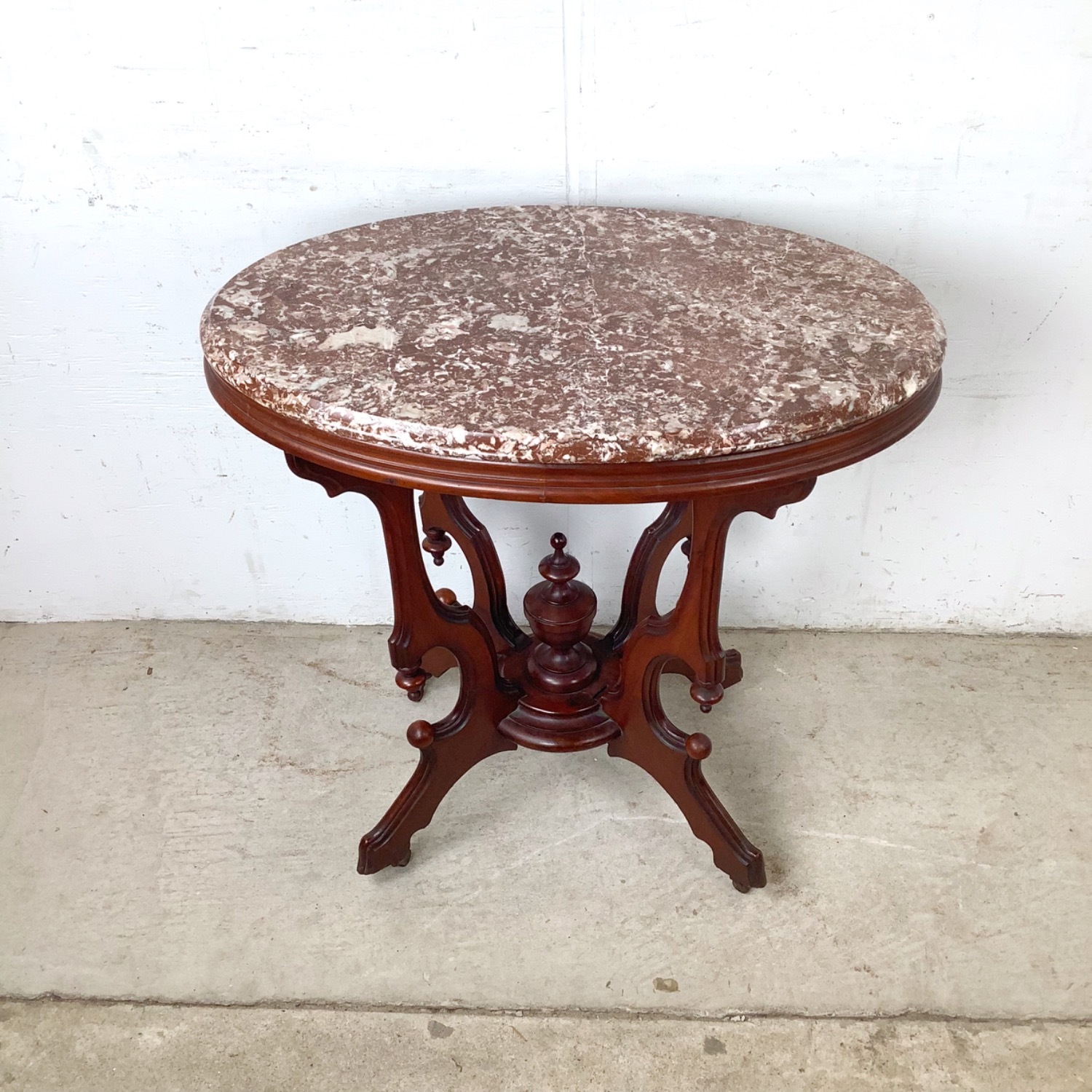 Traditional Marble Top Accent Table - image-2