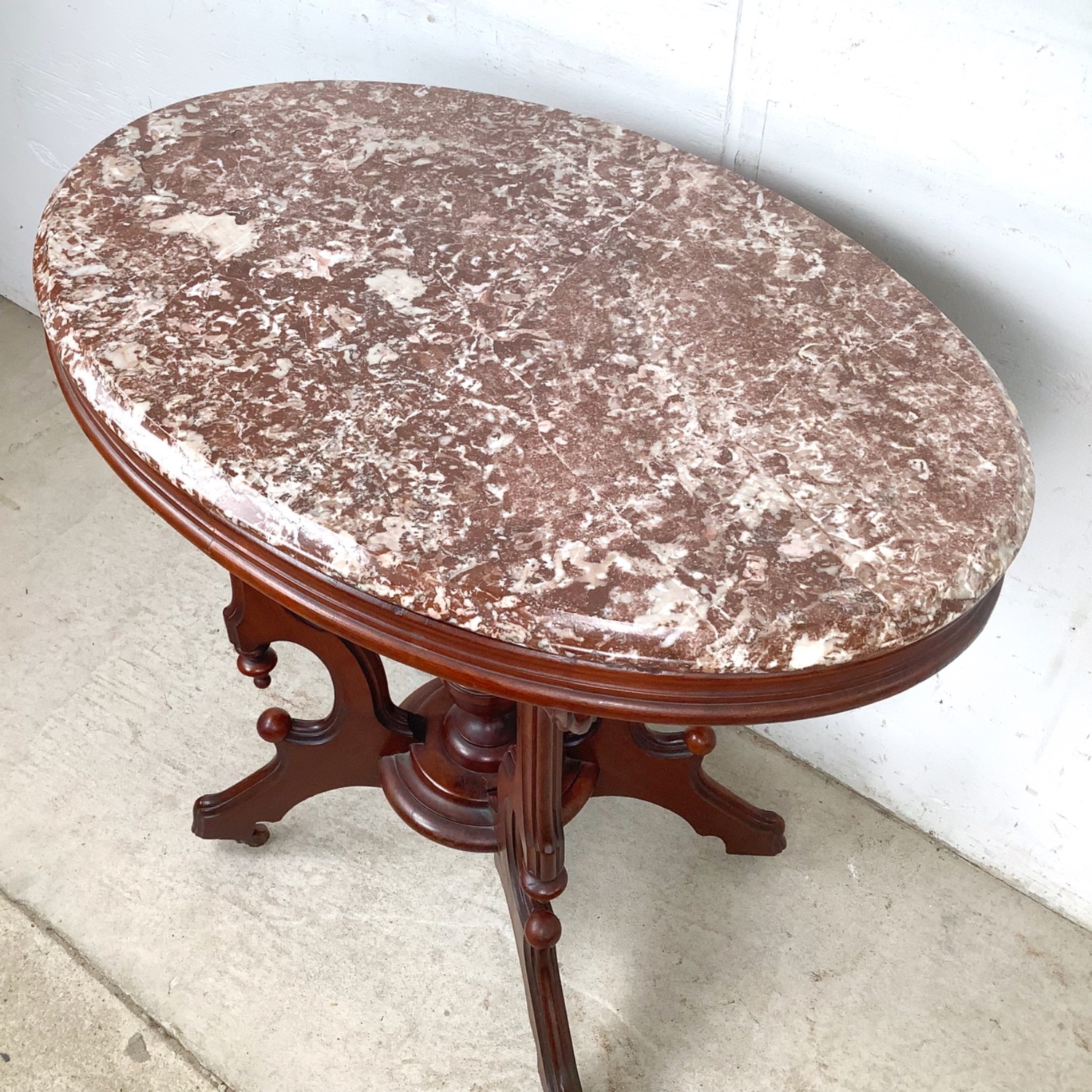 Traditional Marble Top Accent Table - image-7