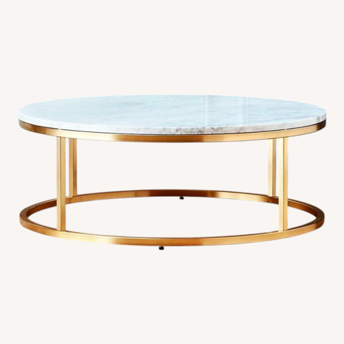 Used CB2 Smart 33" Round Marble Brass Coffee Table for sale on AptDeco