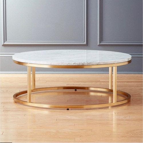 Used CB2 Smart 33" Round Marble Brass Coffee Table for sale on AptDeco