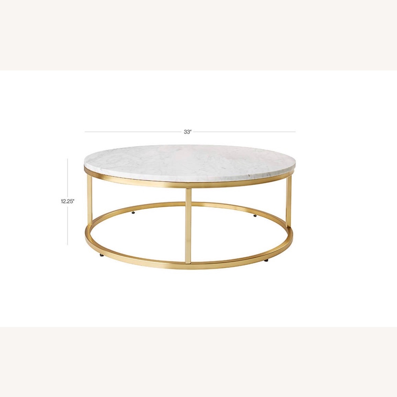 CB2 Smart 33" Round Marble Brass Coffee Table - image-3