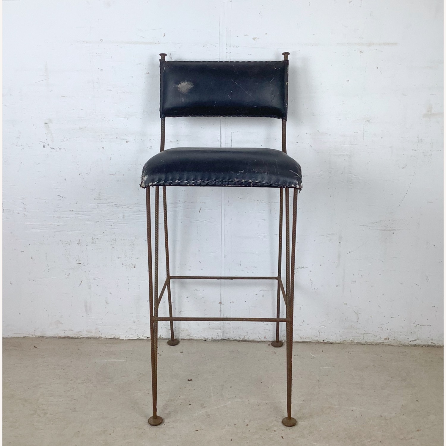Vintage Studio-Made Iron Counter Stool - image-2