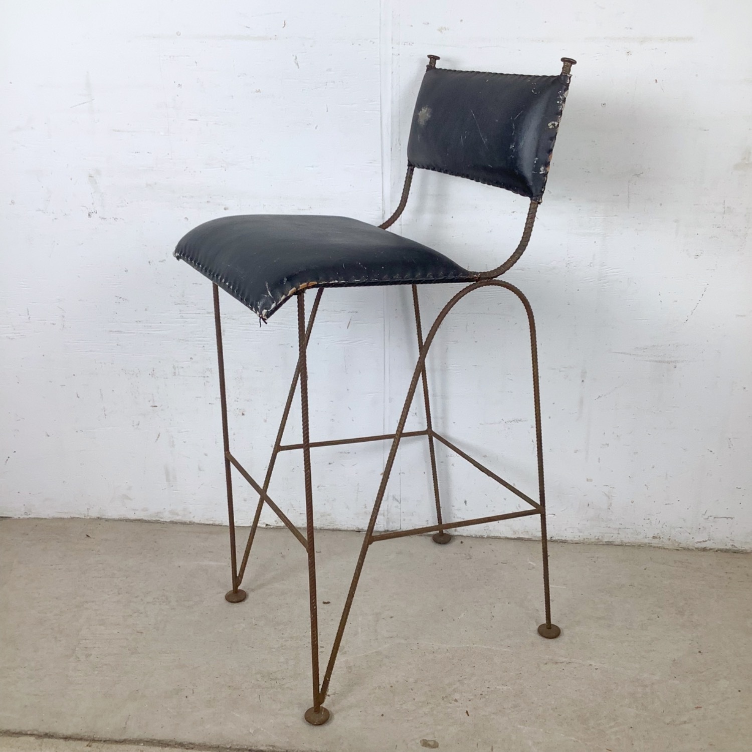 Vintage Studio-Made Iron Counter Stool - image-1