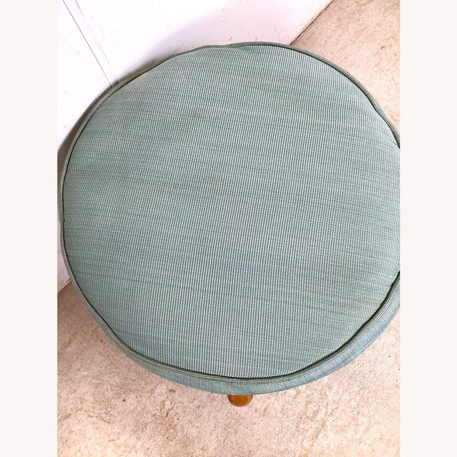 Vintage Rattan Ottoman | Coastal Boho Footstool - image-5