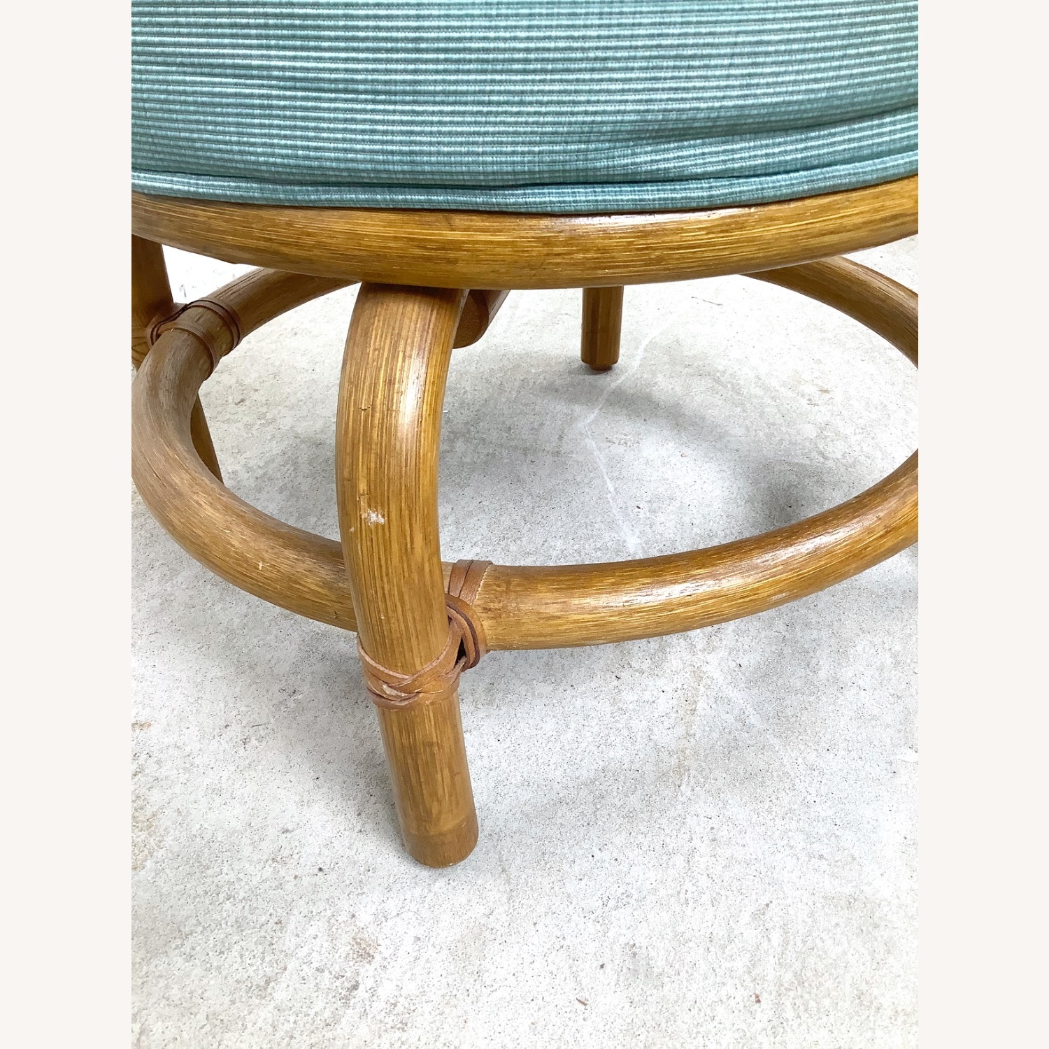 Vintage Rattan Ottoman | Coastal Boho Footstool - image-10