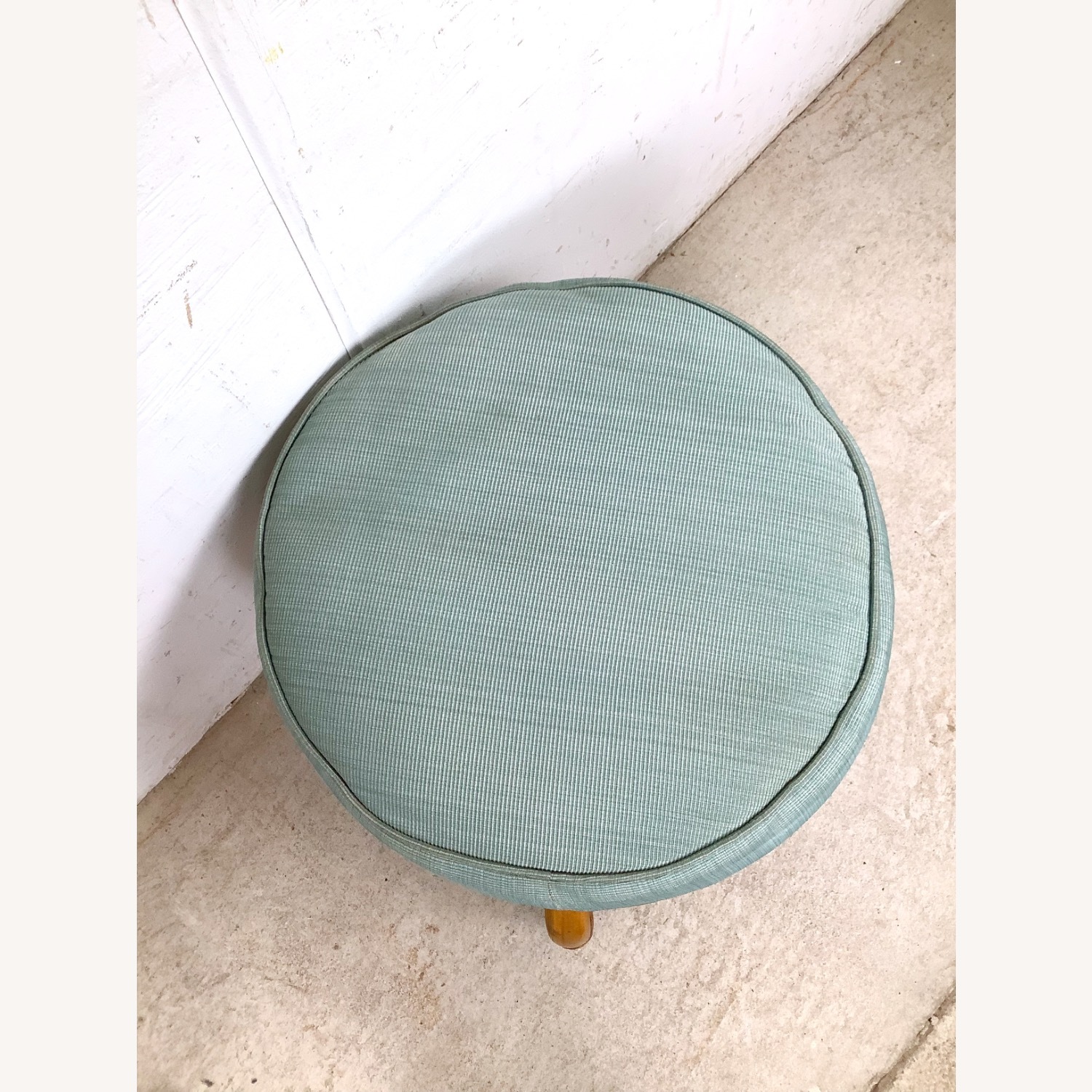 Vintage Rattan Ottoman | Coastal Boho Footstool - image-8