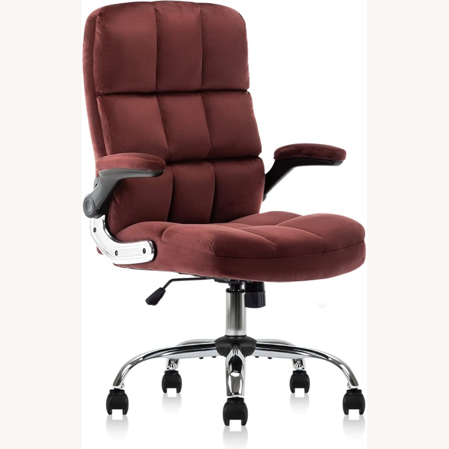 Burgendy Velvet Office Chair - image-4