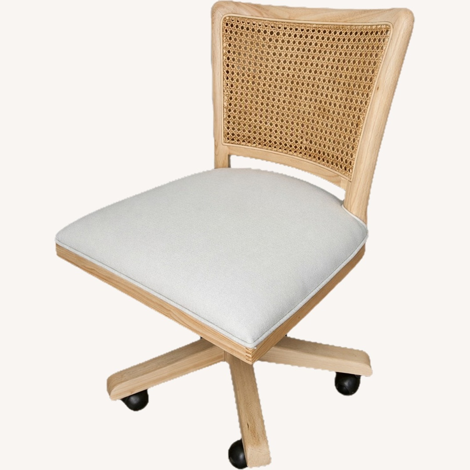 Beige Wood Office Chair - image-1