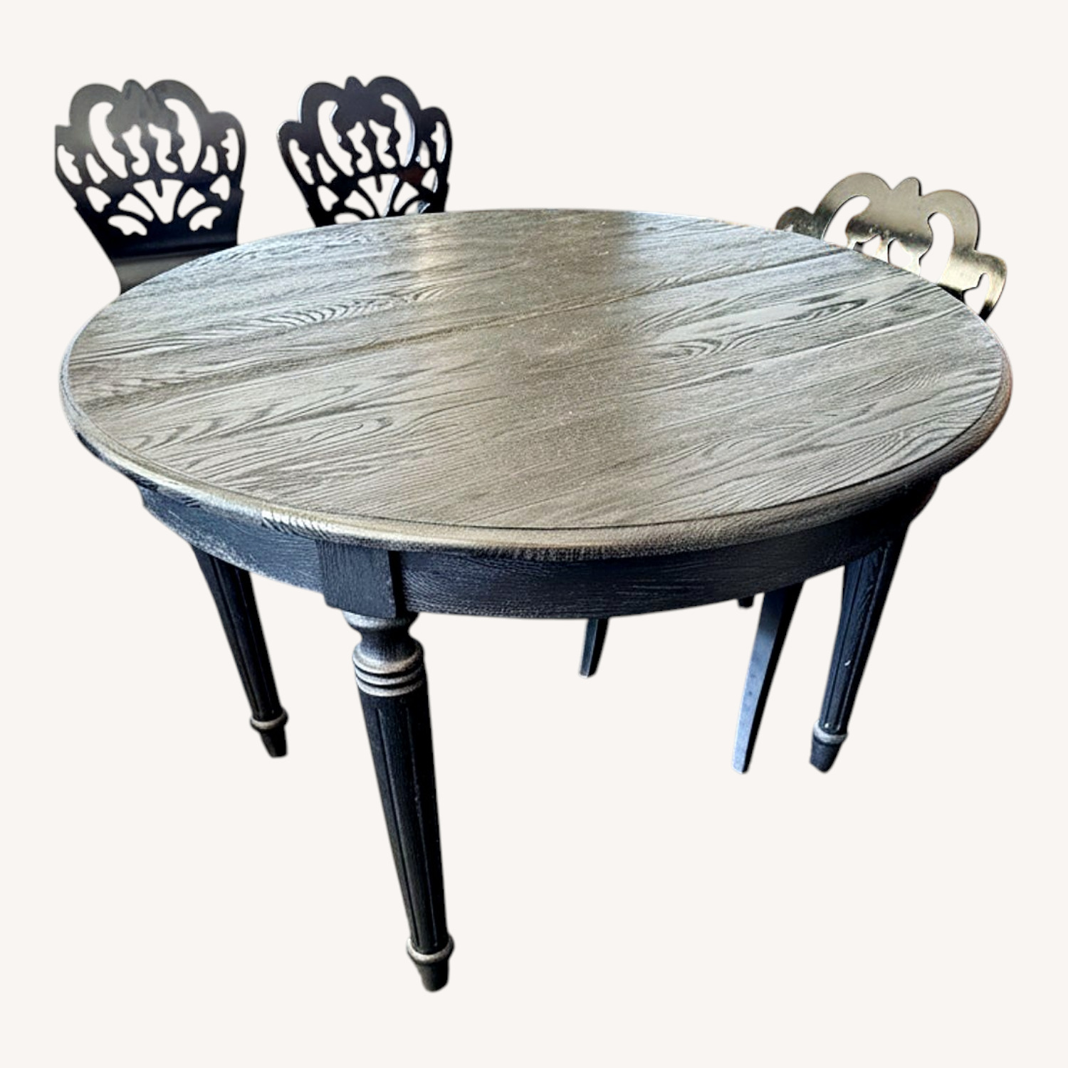 Black Wood Dining Table With Expansion Leaf - image-5