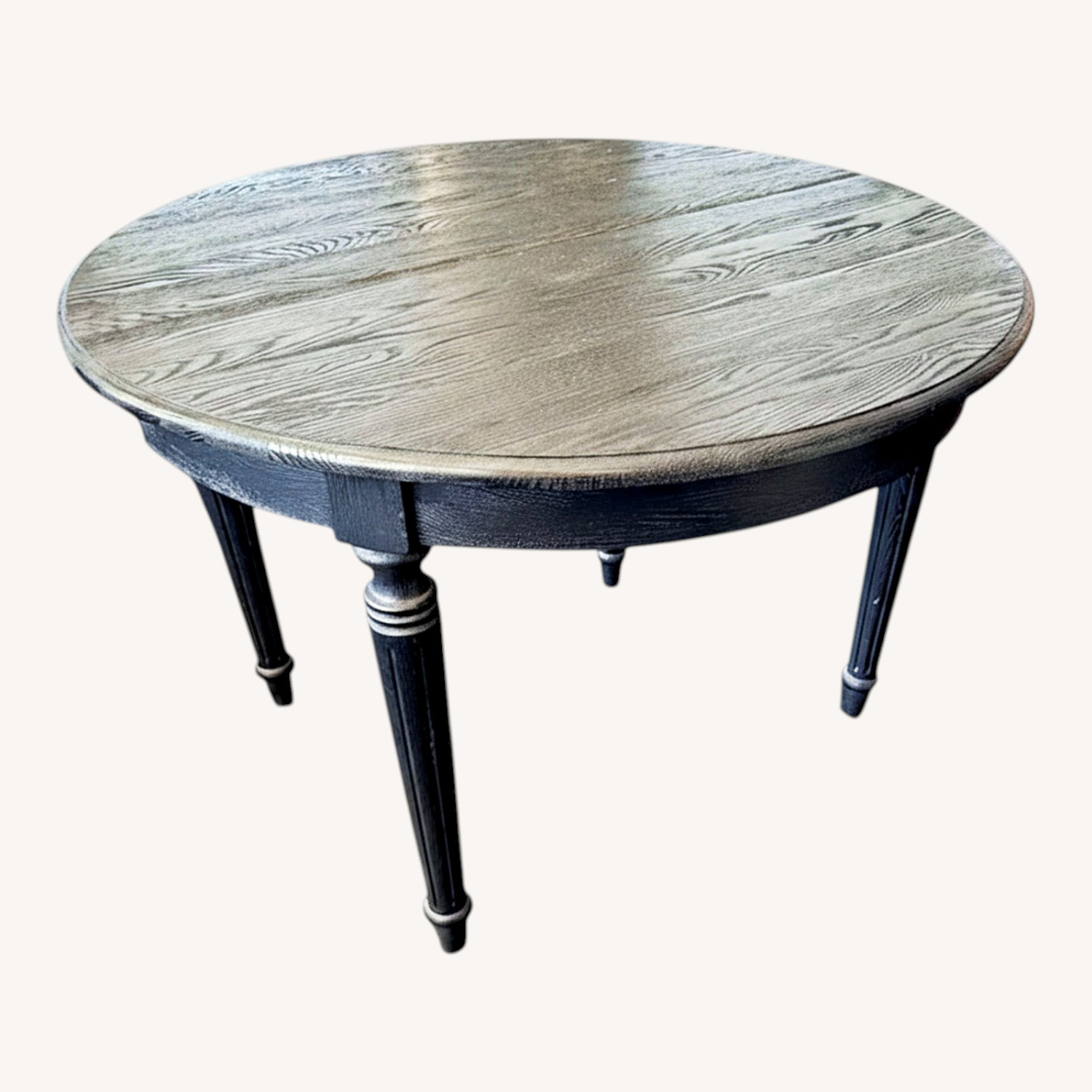 Black Wood Dining Table With Expansion Leaf - image-0