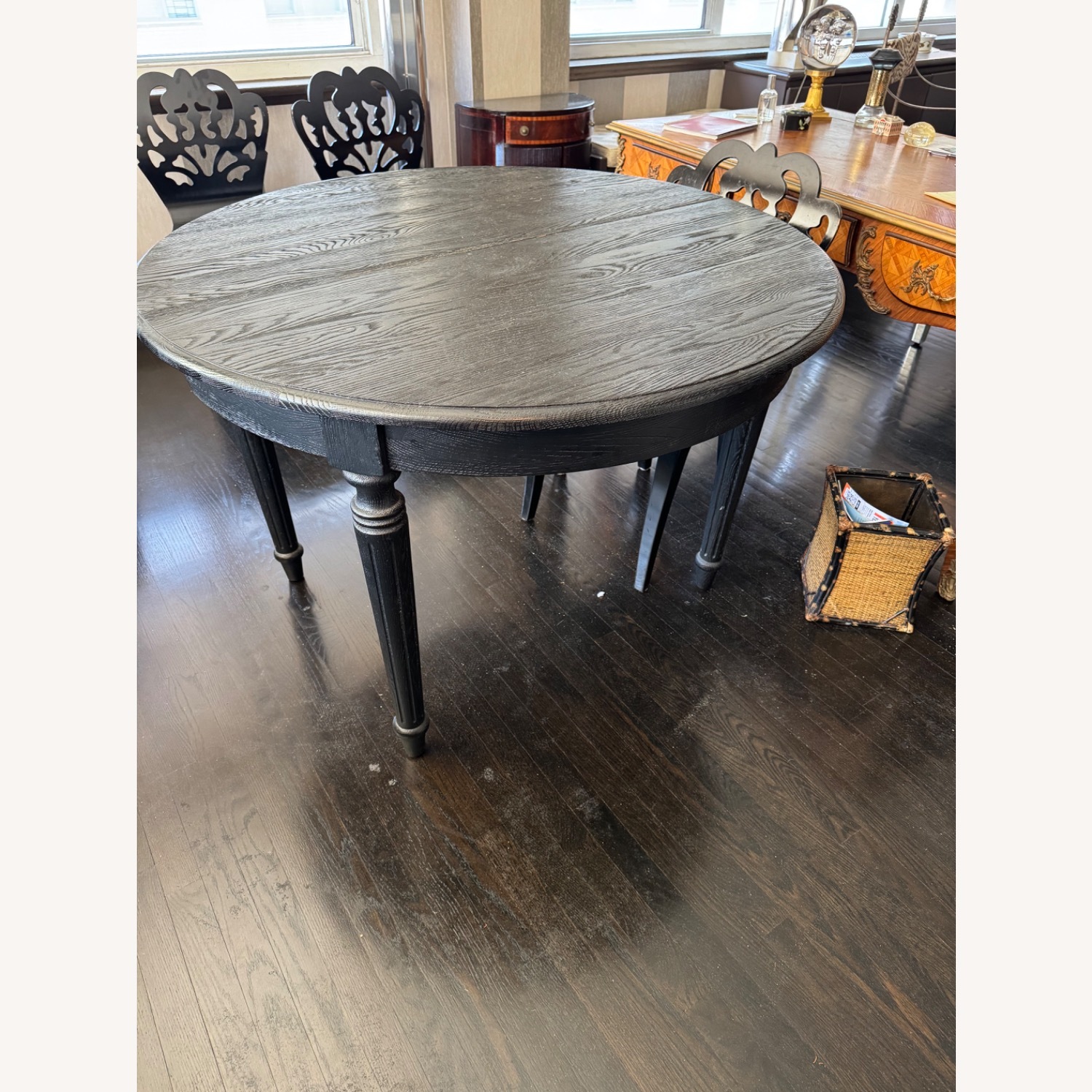 Black Wood Dining Table With Expansion Leaf - image-2