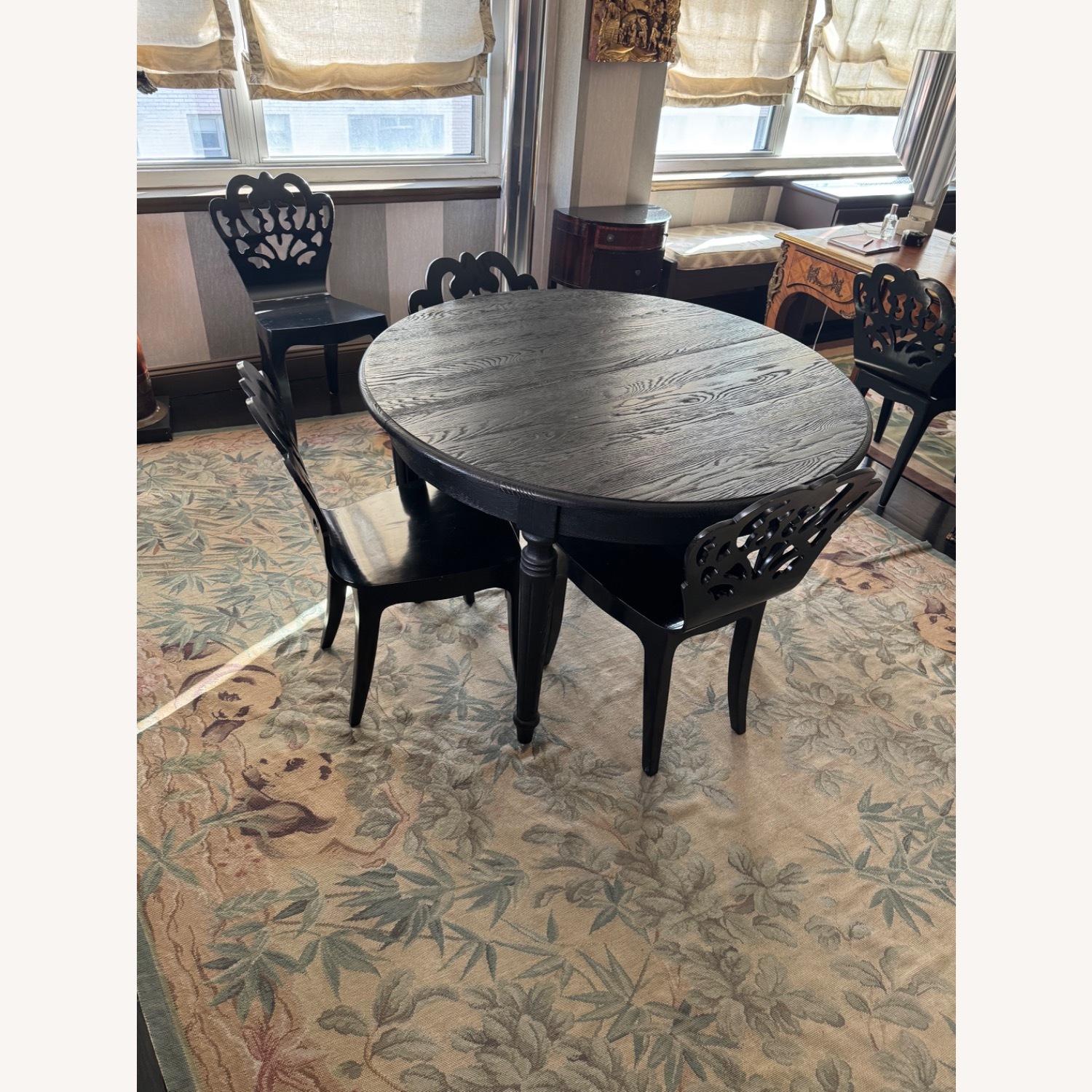 Black Wood Dining Table With Expansion Leaf - image-4