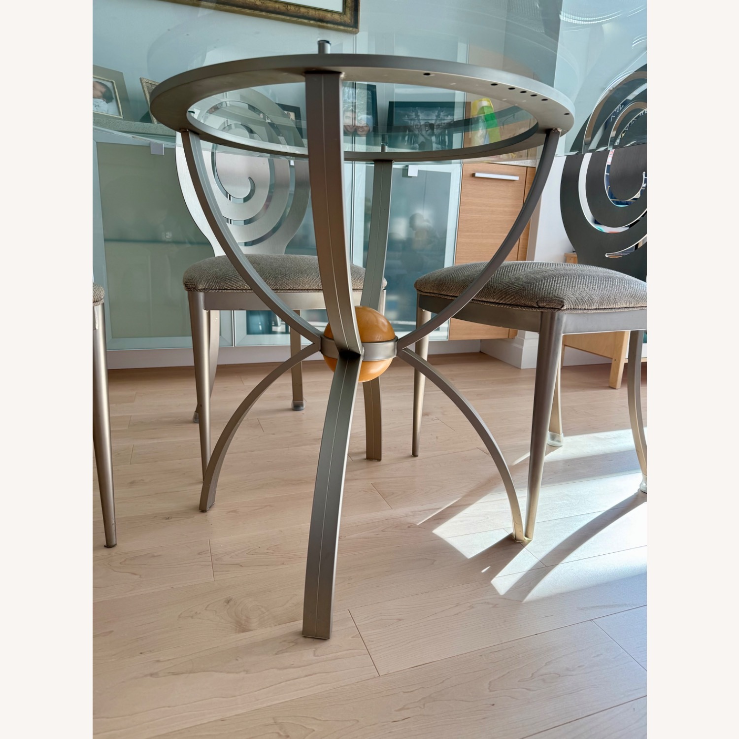 Ethan Allen Radius Silver & Glass Dining Set - image-5