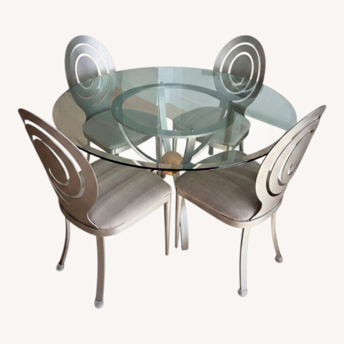 Used Ethan Allen Radius Silver & Glass Dining Set for sale on AptDeco