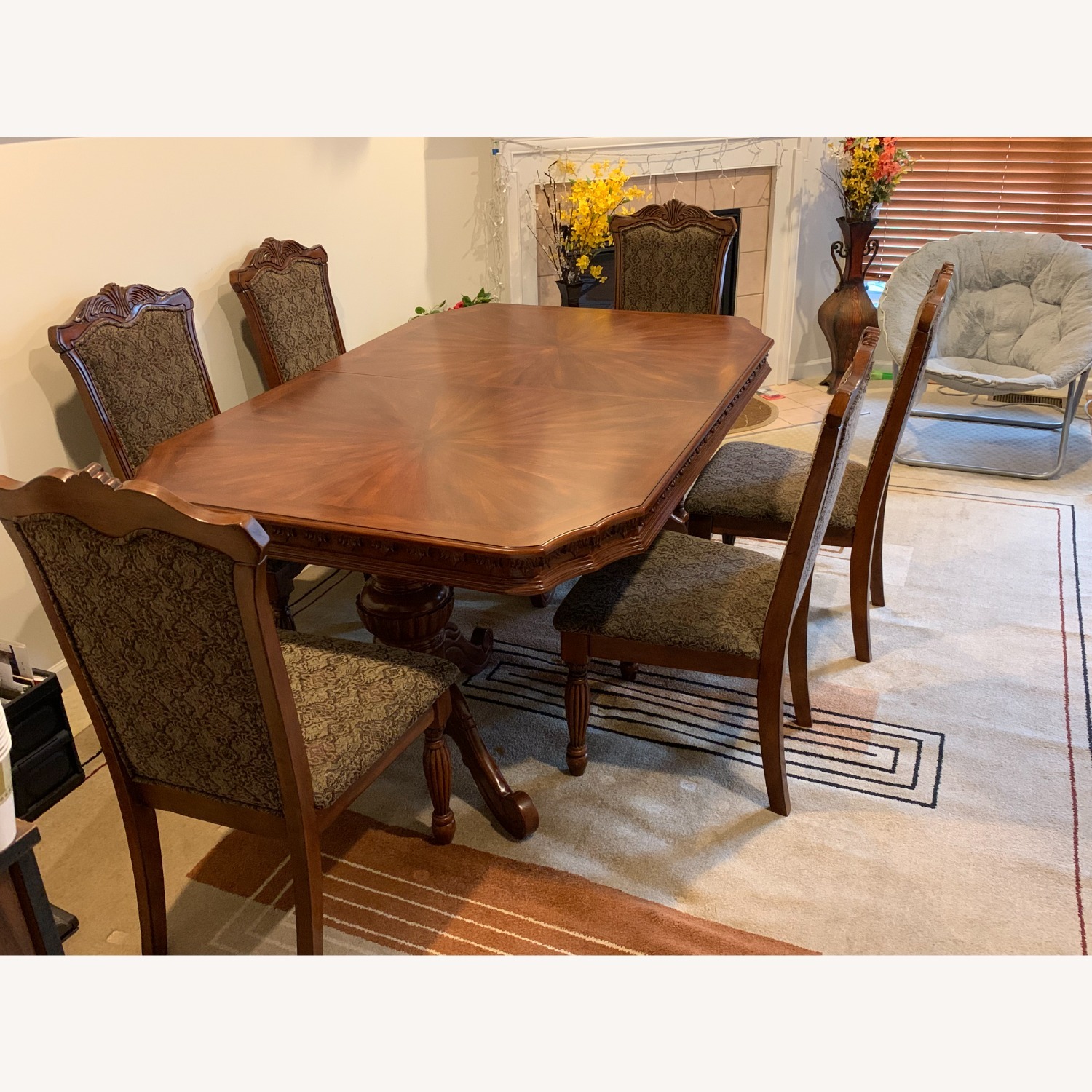 Expandable Elegant Dining Table with 6 Chairs - image-6