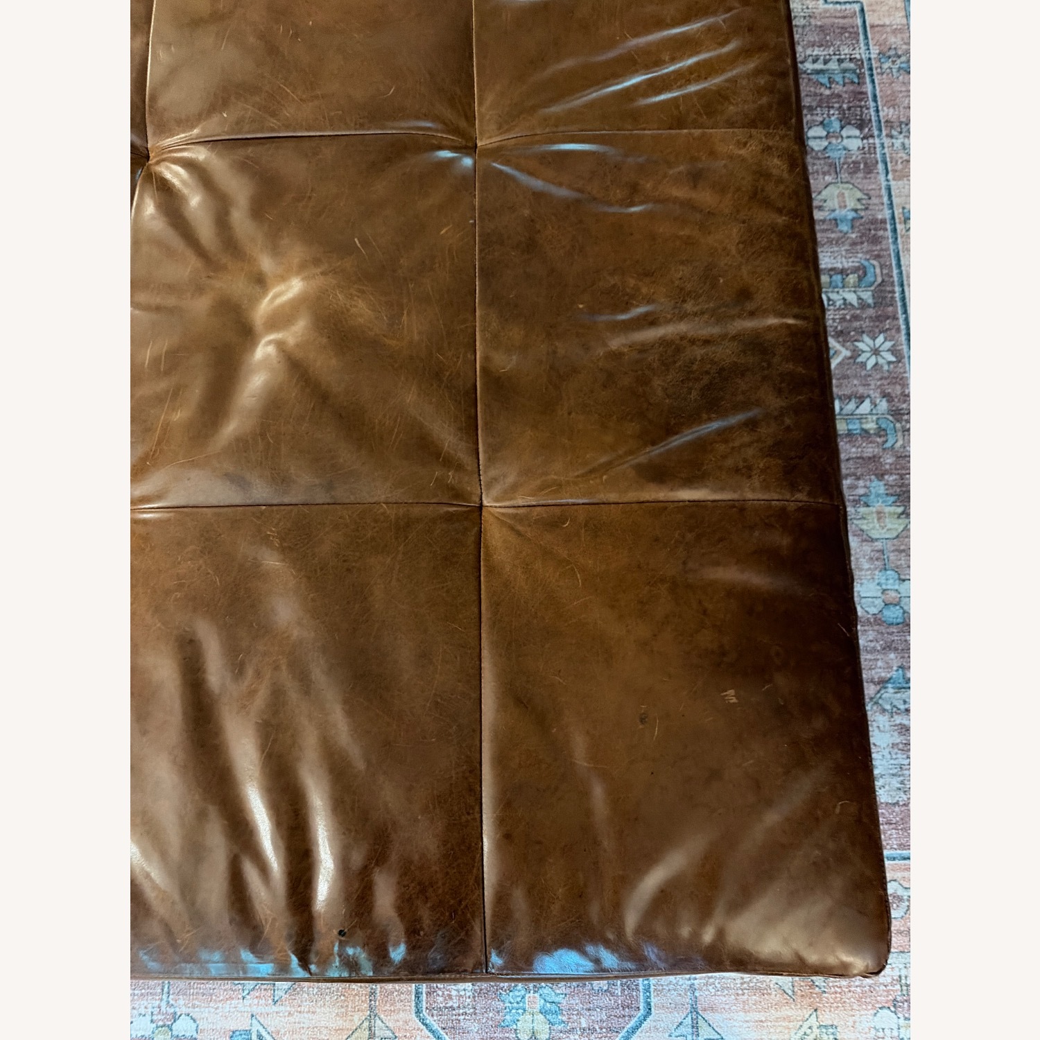Dark Brown Leather Ottoman - image-4