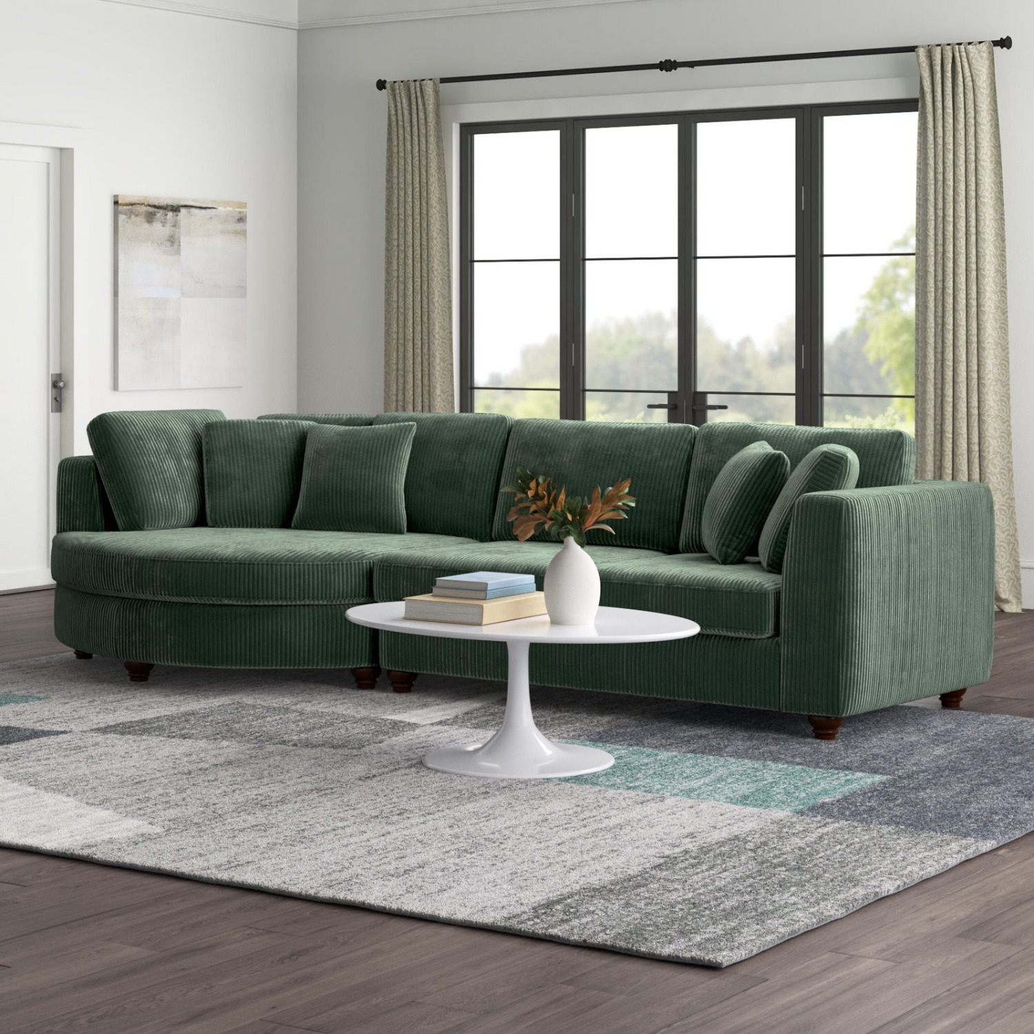Wayfair Atosa Green 3+ Piece Sectional - image-1