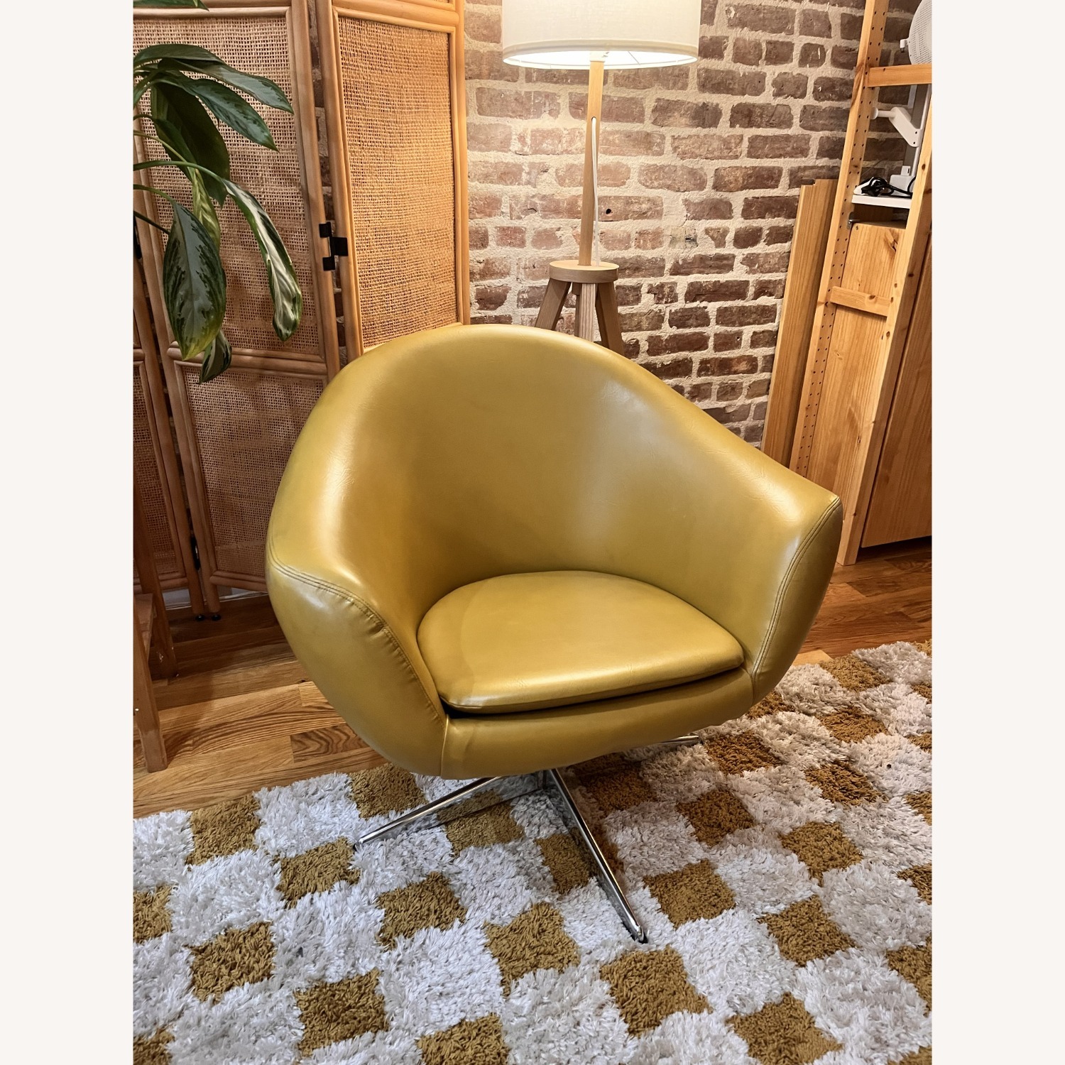 Vintage MCM Pod Swivel Chair — Mustard Yellow - image-3