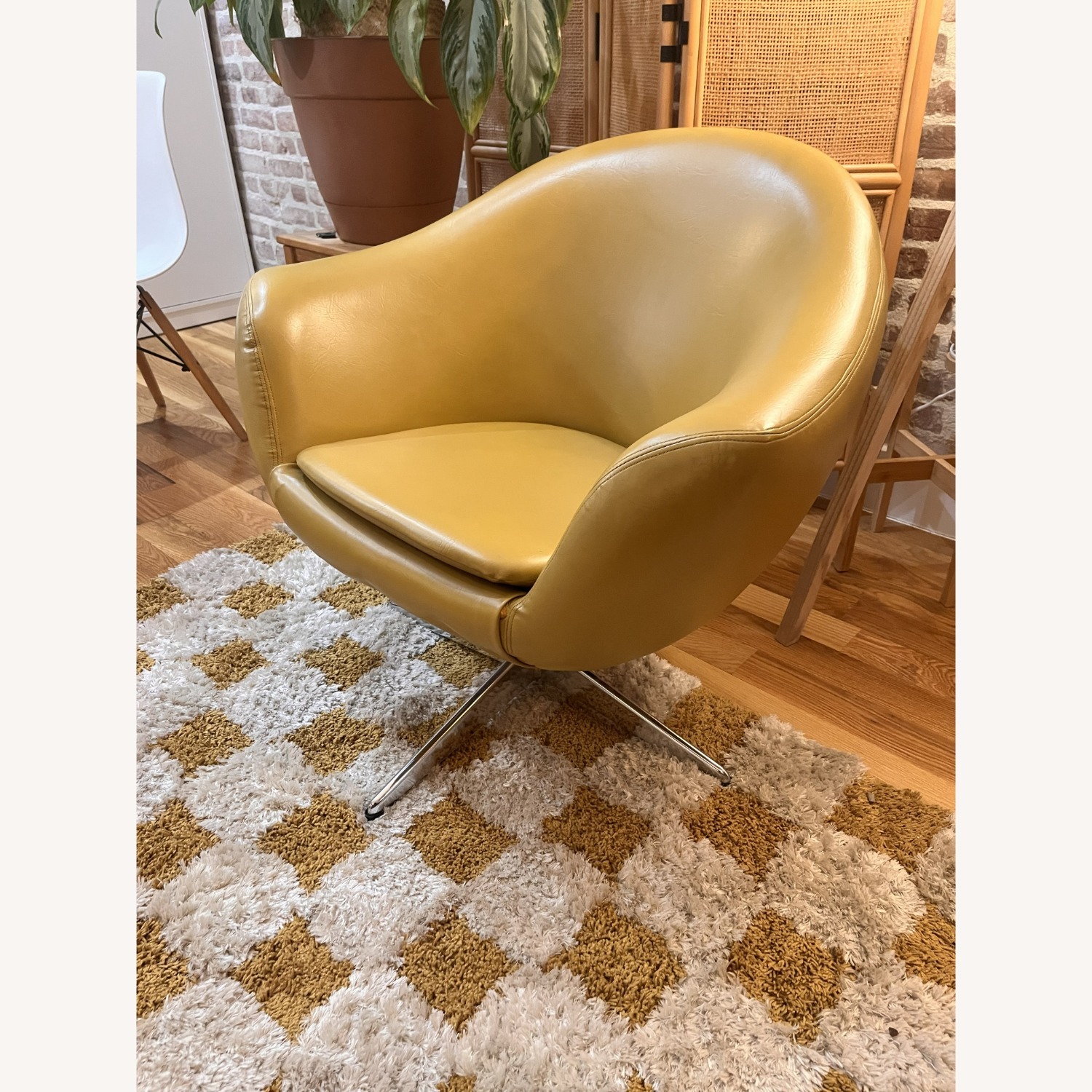 Vintage MCM Pod Swivel Chair — Mustard Yellow - image-2