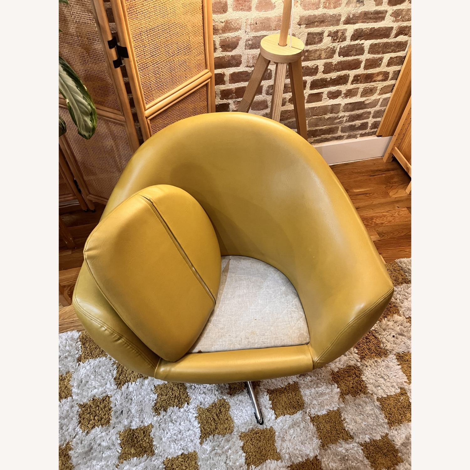 Vintage MCM Pod Swivel Chair — Mustard Yellow - image-6