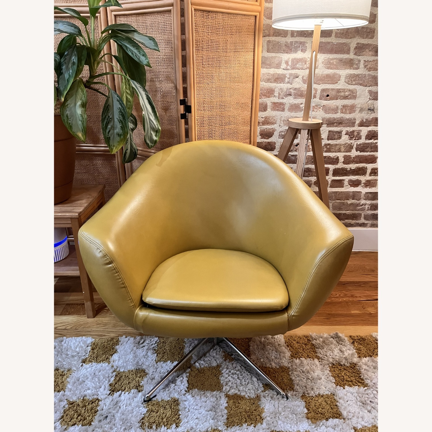 Vintage MCM Pod Swivel Chair — Mustard Yellow - image-1