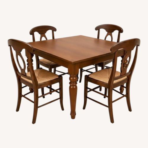 Used Pottery Barn Frnsco Dark Brown Wood Dining Set for sale on AptDeco