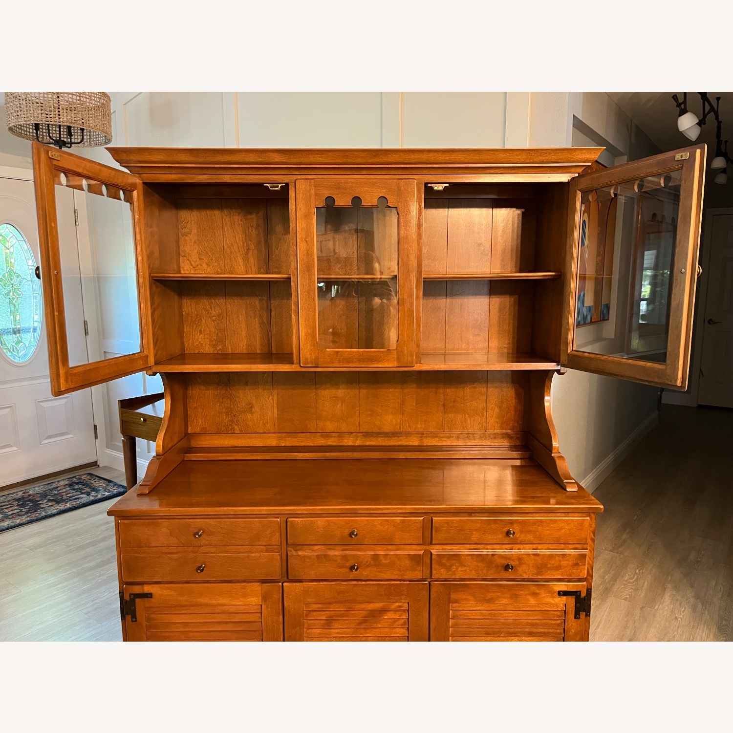 Ethan Allen Early American Hutch in Nutmeg Maple - image-3