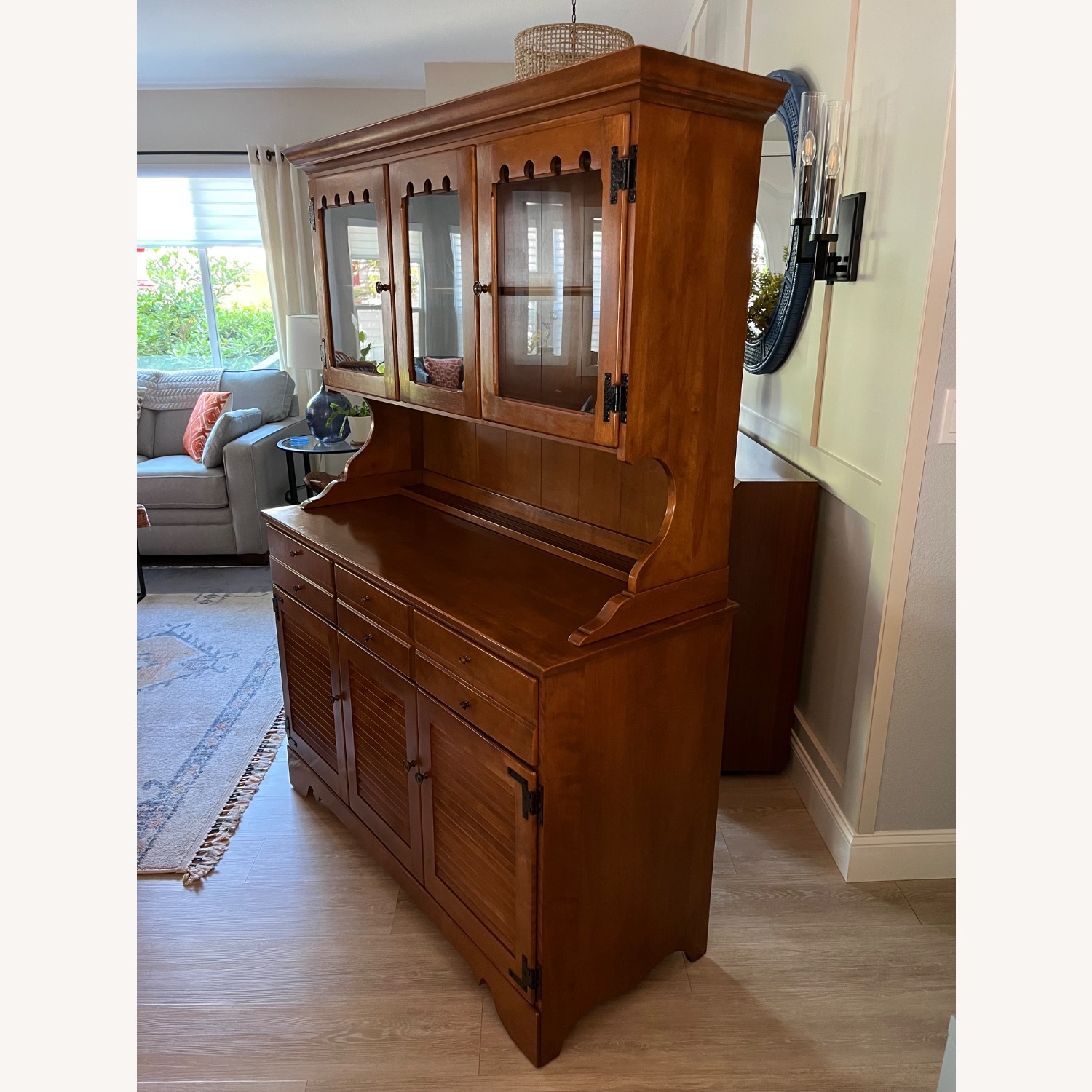 Ethan Allen Early American Hutch in Nutmeg Maple - image-2