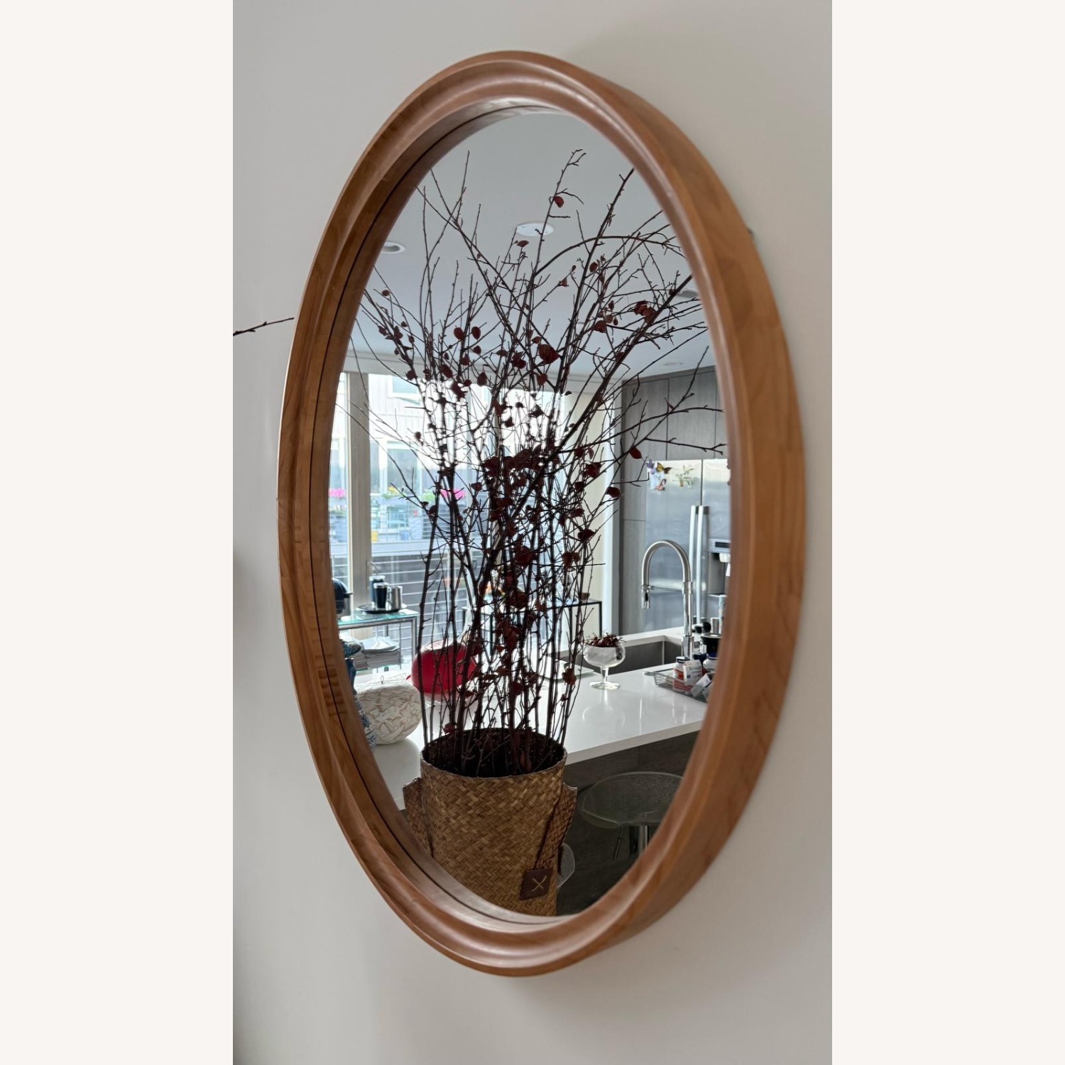 Round Wood Wall Mirror - image-3