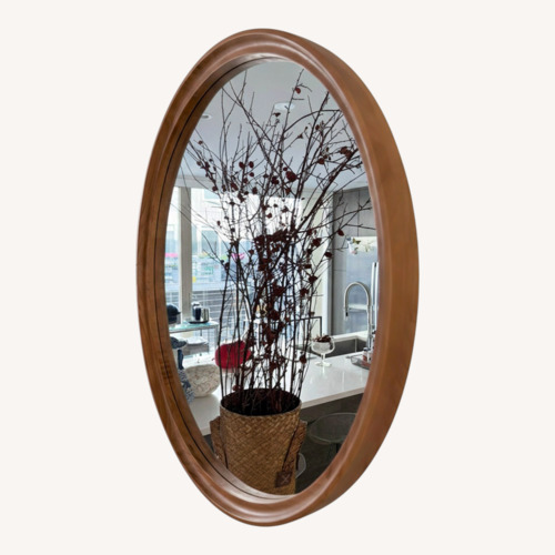 Used Round Wood Wall Mirror for sale on AptDeco