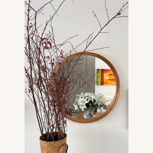 Used Round Wood Wall Mirror for sale on AptDeco