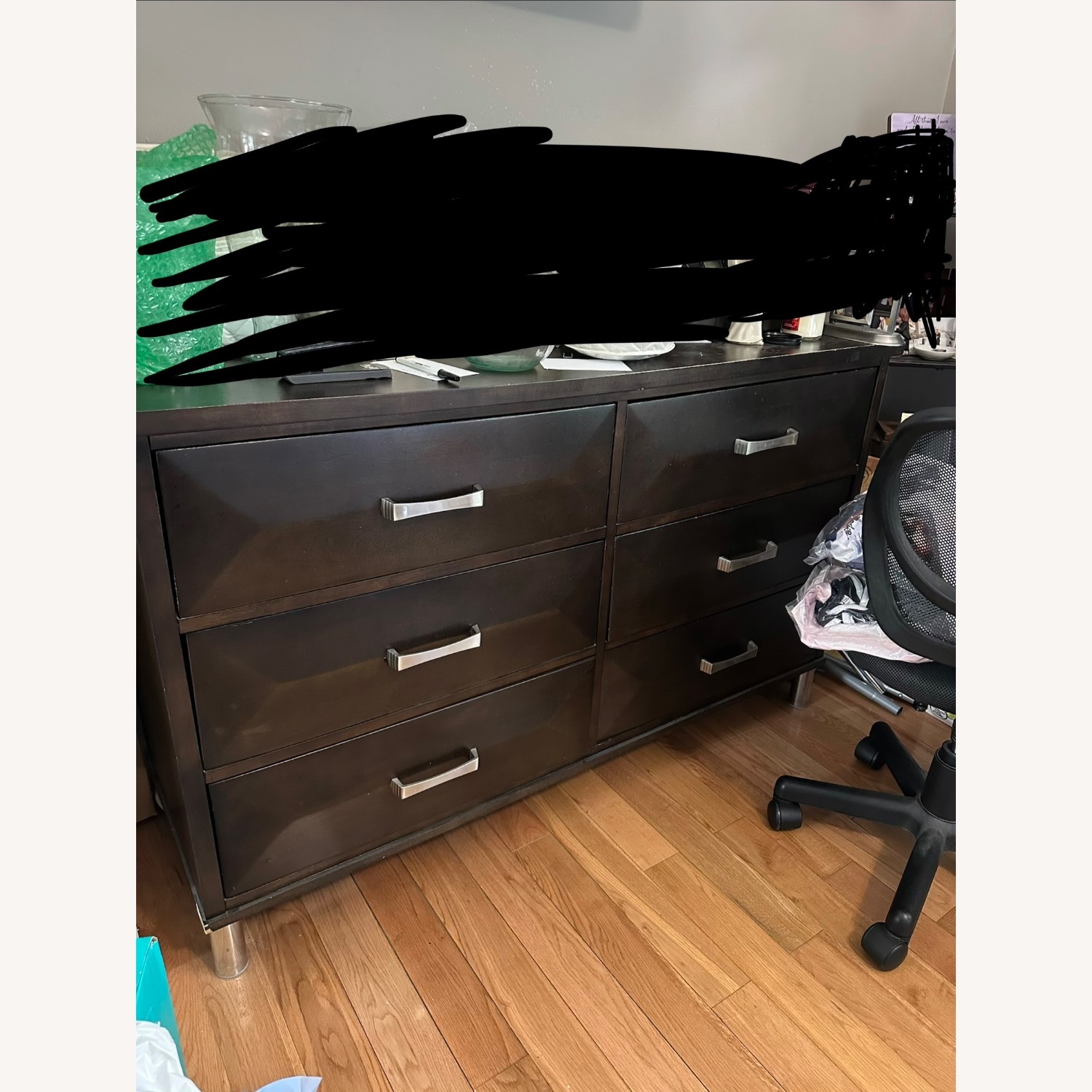 Dark Brown Wood Dresser - image-2