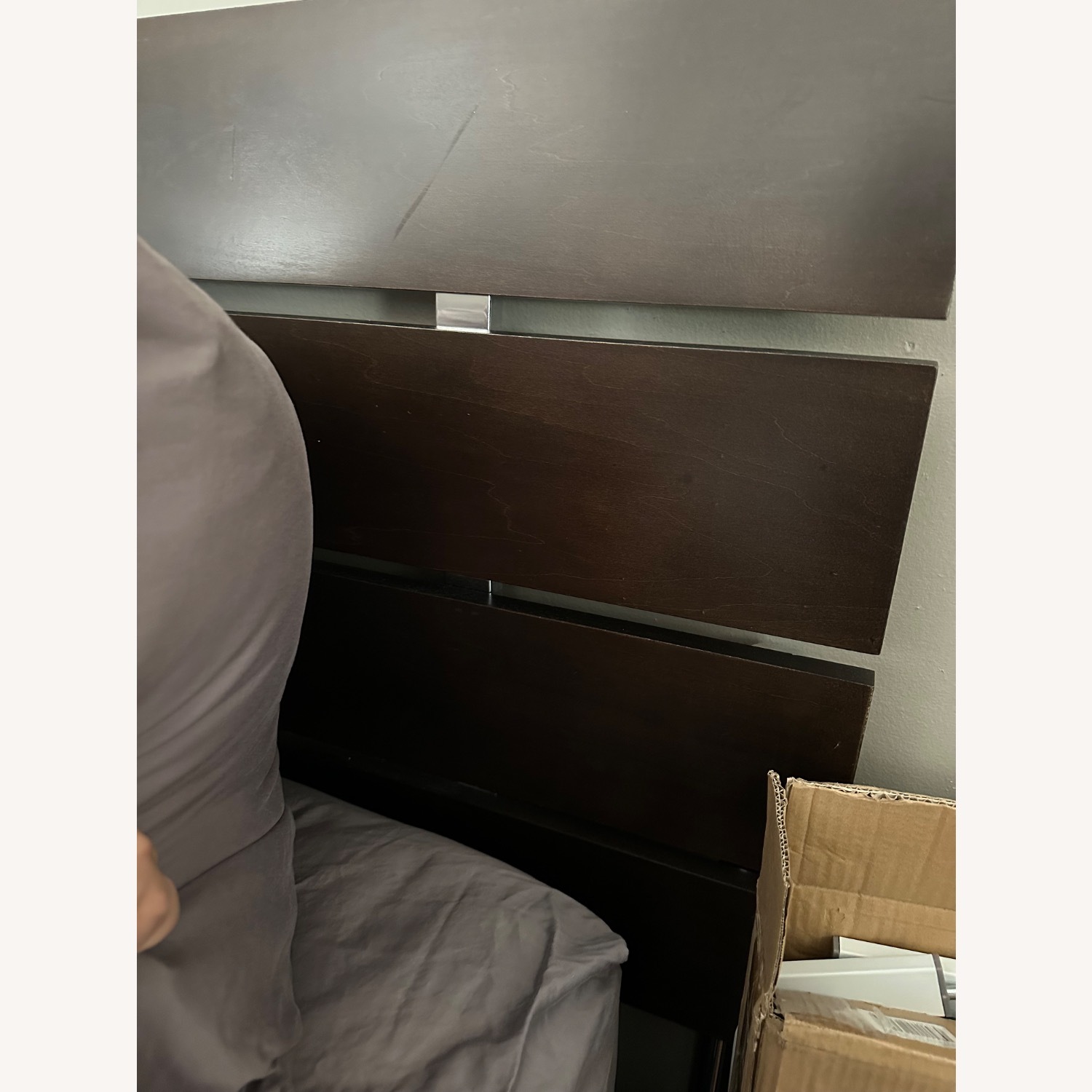 Dark Brown Wood Full Bed - image-2