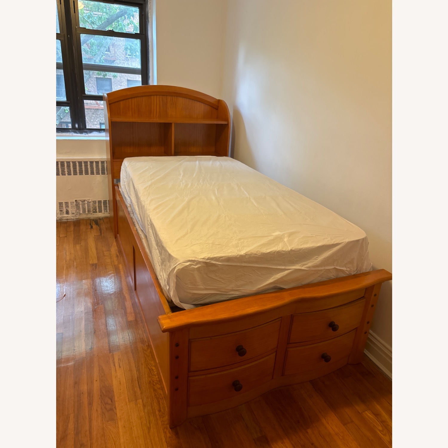  Light Brown Wood Twin Bed - image-1