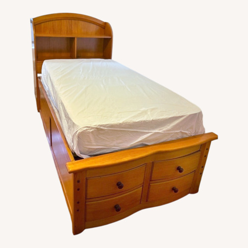 Used  Light Brown Wood Twin Bed for sale on AptDeco