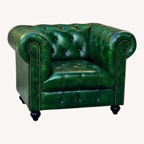 Used Rising Tide Co. Green Leather Armchair for sale on AptDeco