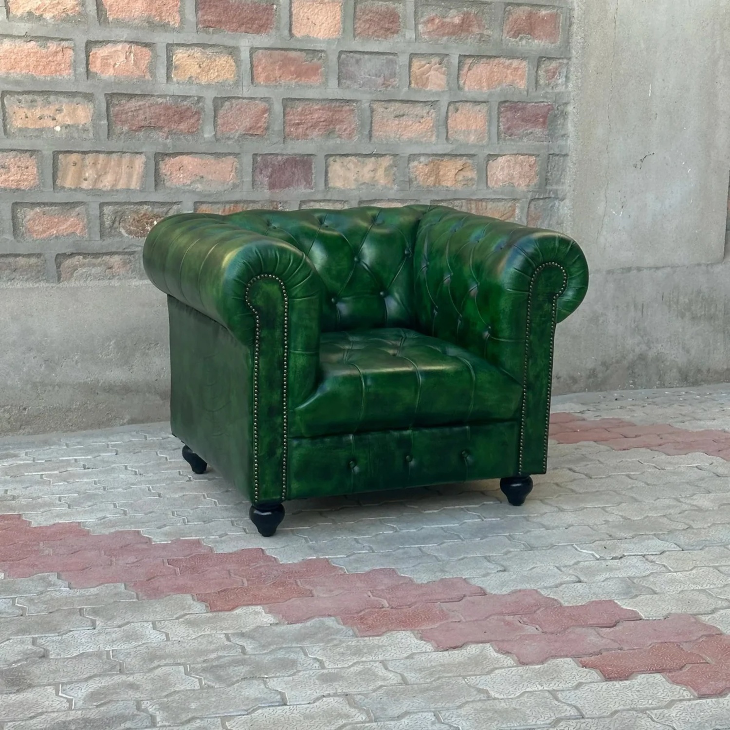 Rising Tide Co. Green Leather Armchair - image-4