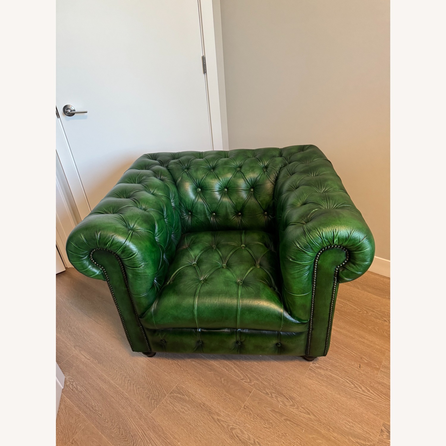 Rising Tide Co. Green Leather Armchair - image-1