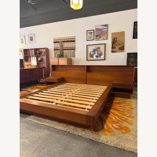 Used Westnofa Teak Queen Bed With Nightstands  for sale on AptDeco