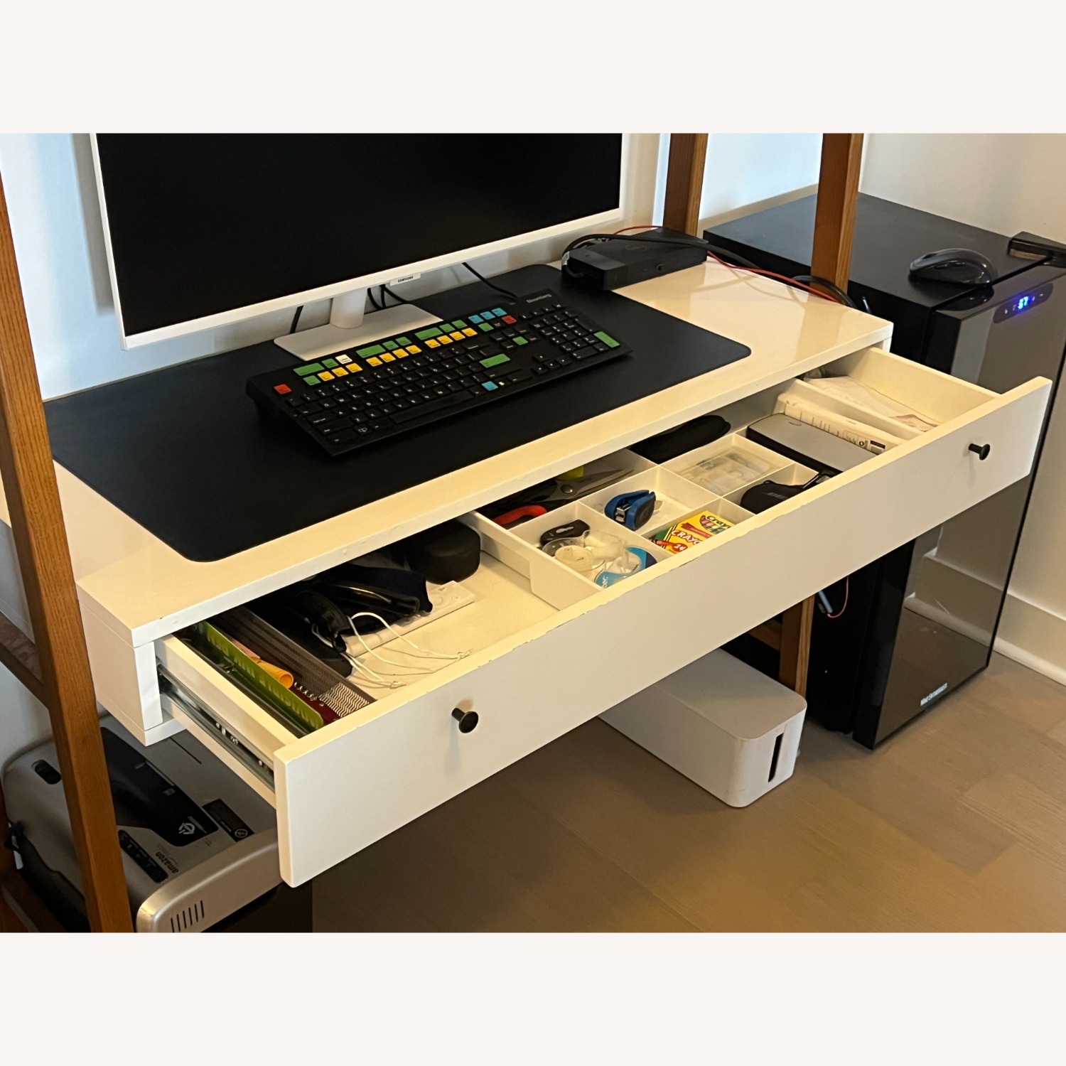 West Elm Modern Wall Desk - White Lacquer / Pecan - image-3