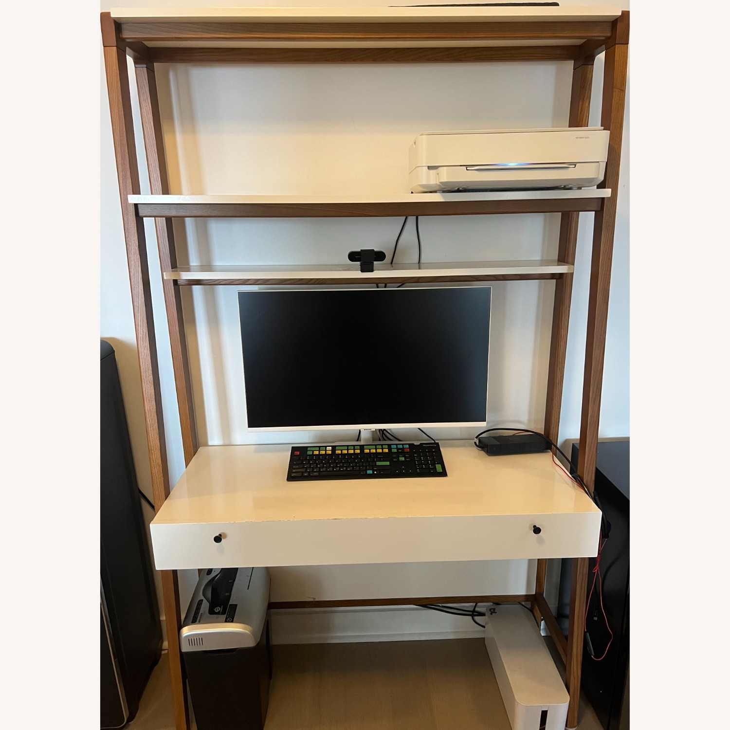 West Elm Modern Wall Desk - White Lacquer / Pecan - image-2