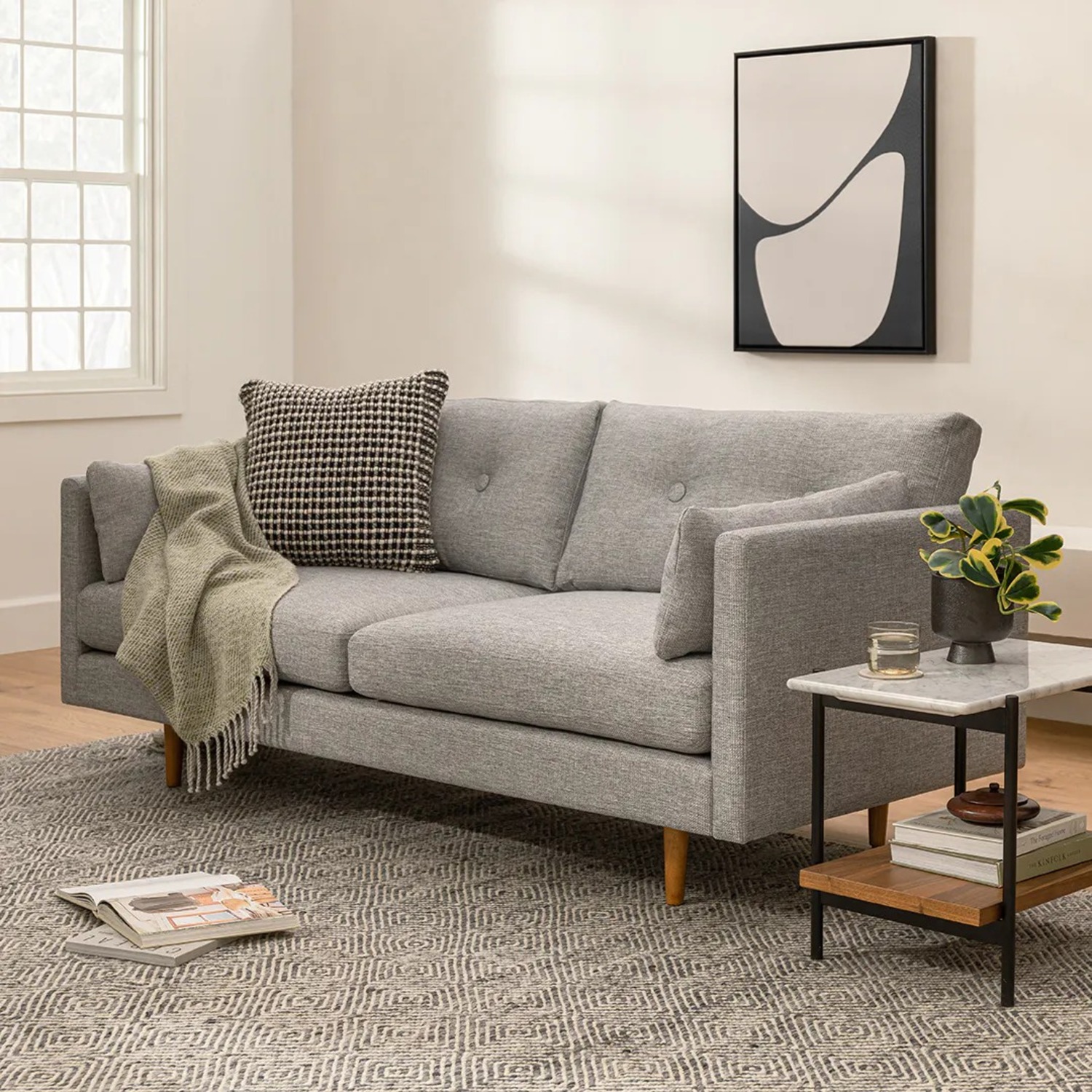 Article Anton Light Gray Fabric 2 Seater Sofa - image-5