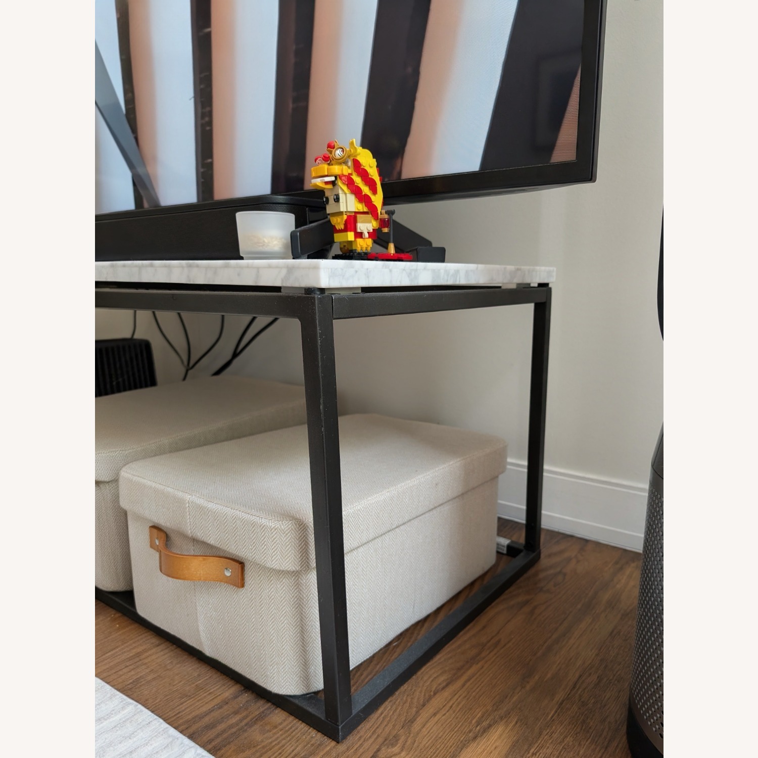 West Elm Light Gray Marble Coffee Table - image-4