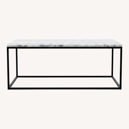 Used West Elm Light Gray Marble Coffee Table for sale on AptDeco