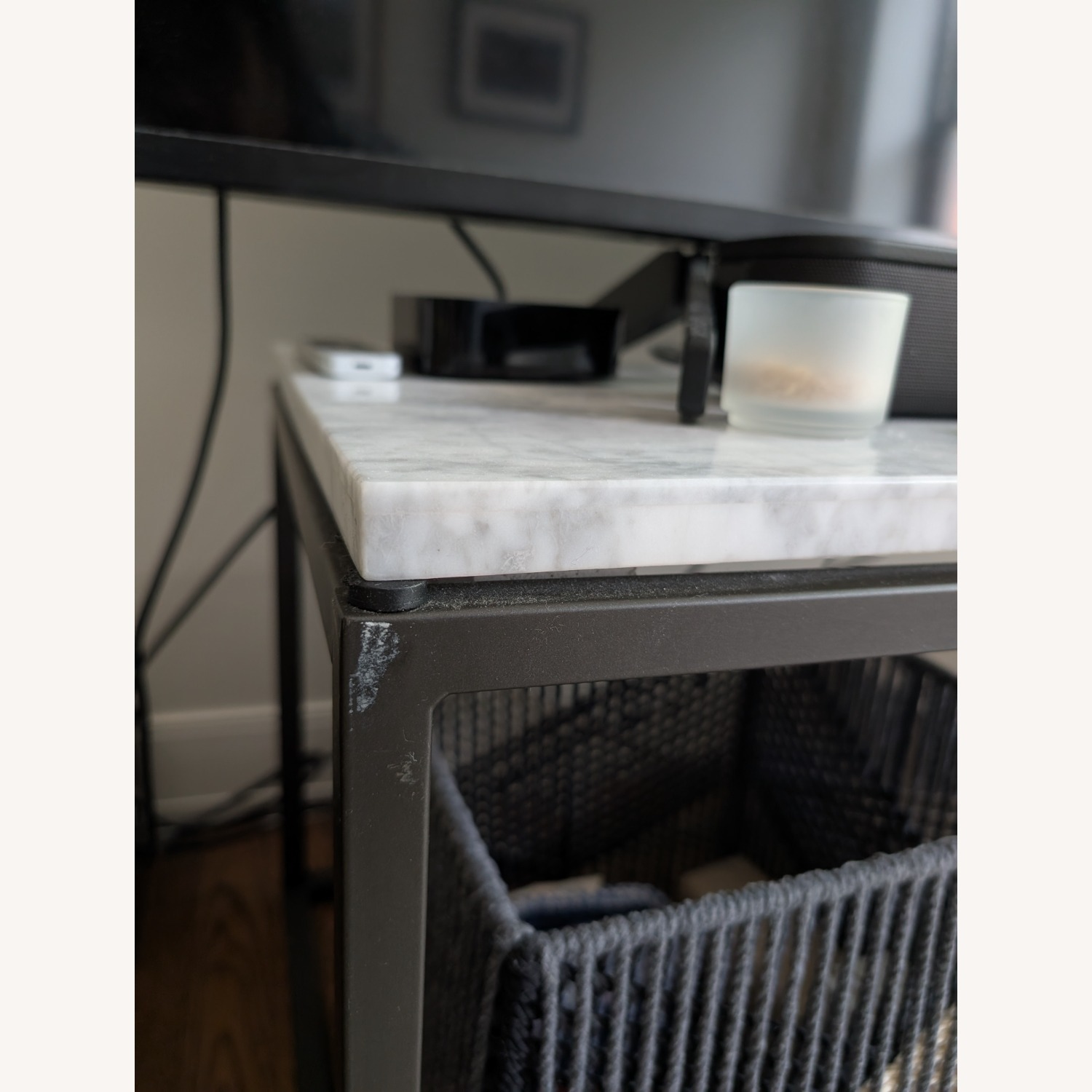 West Elm Light Gray Marble Coffee Table - image-7