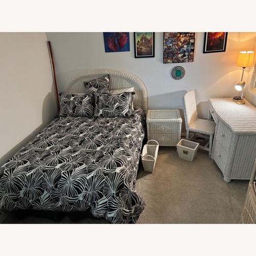 Used Vintage/Antique Finds White Wicker Full Bed for sale on AptDeco