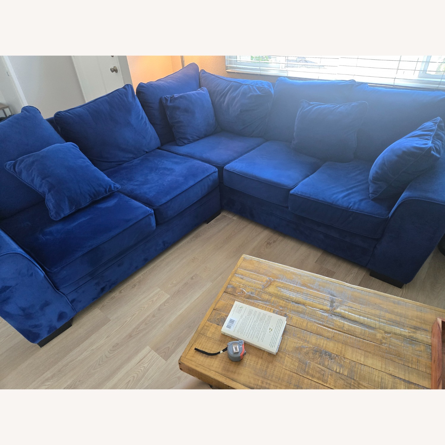 Living Spaces Blue Fabric 2 Piece Sectional - image-2